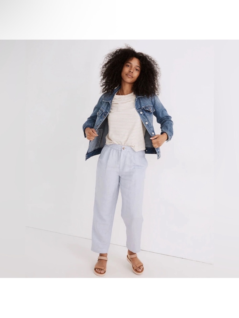 Madewell Linen-Blend Track Trousers - Craft Blue